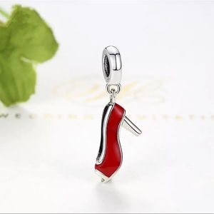 925Sterling Silver RED ENAMEL HIGH HEEL SHOE CHARM